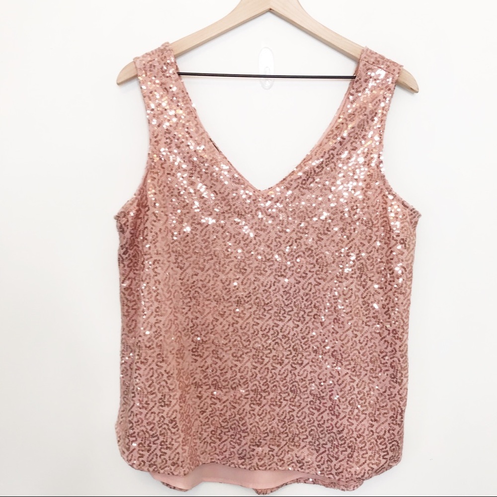 Gibson pink sequin tank top